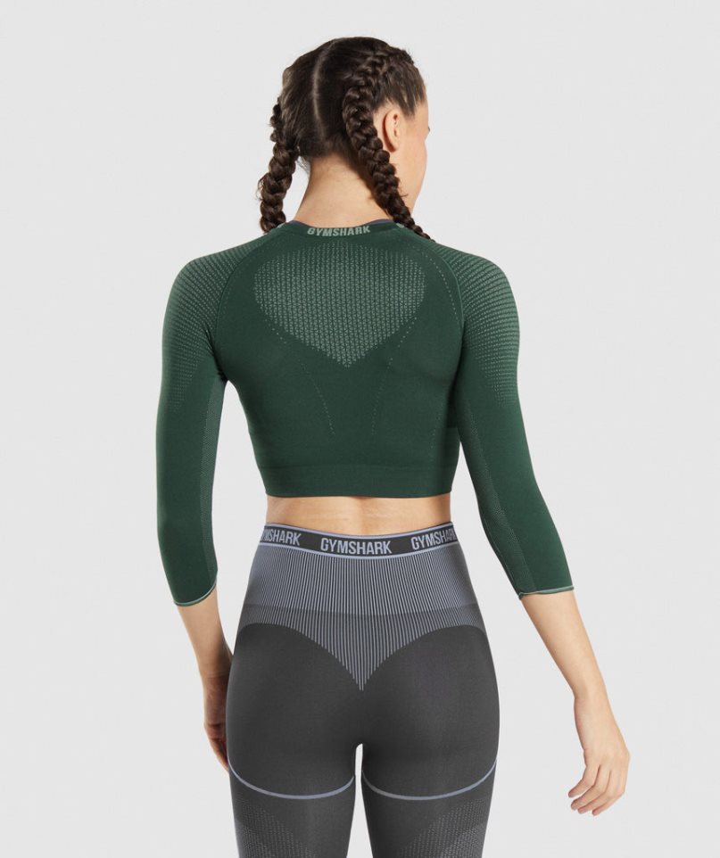 Przycięte Topy Gymshark Apex Seamless Damskie Ciemny Zielone | PL 807SHI